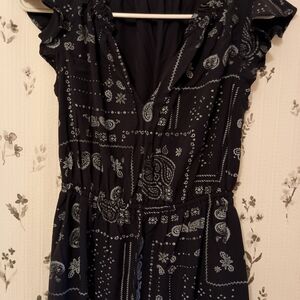 GAP Navy Blue and White Paisley Dress